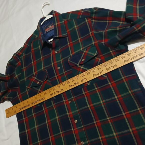 Vintage Back Packer Sportswear Men's XLTall Long-Sleeved Flannel Blue/Green/Red - Picture 10 of 14